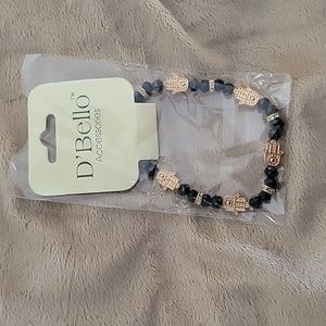 New black and gold hamsa elastic bracelet